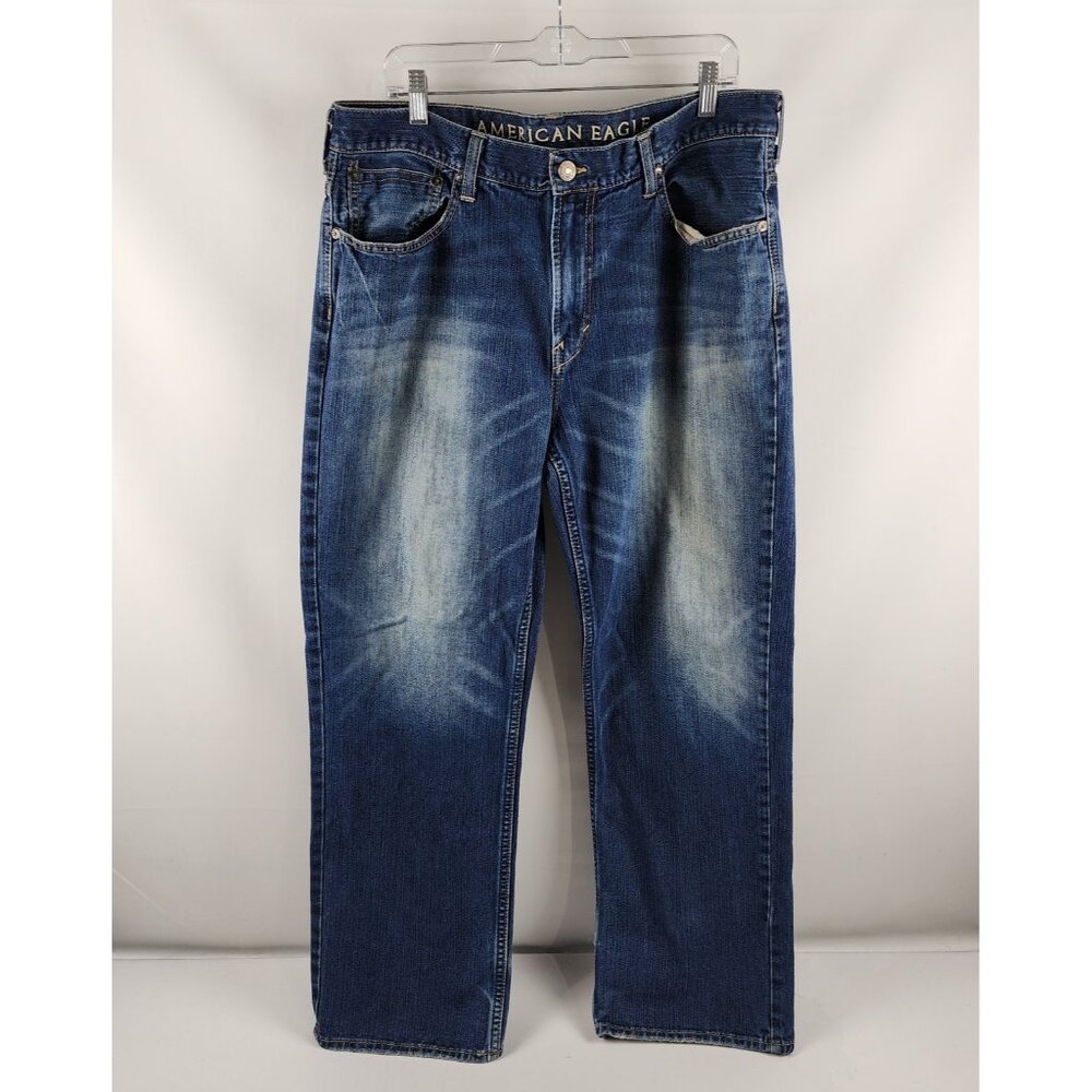 American Eagle Outfitters Men's Straight Jeans - Blue Fade
